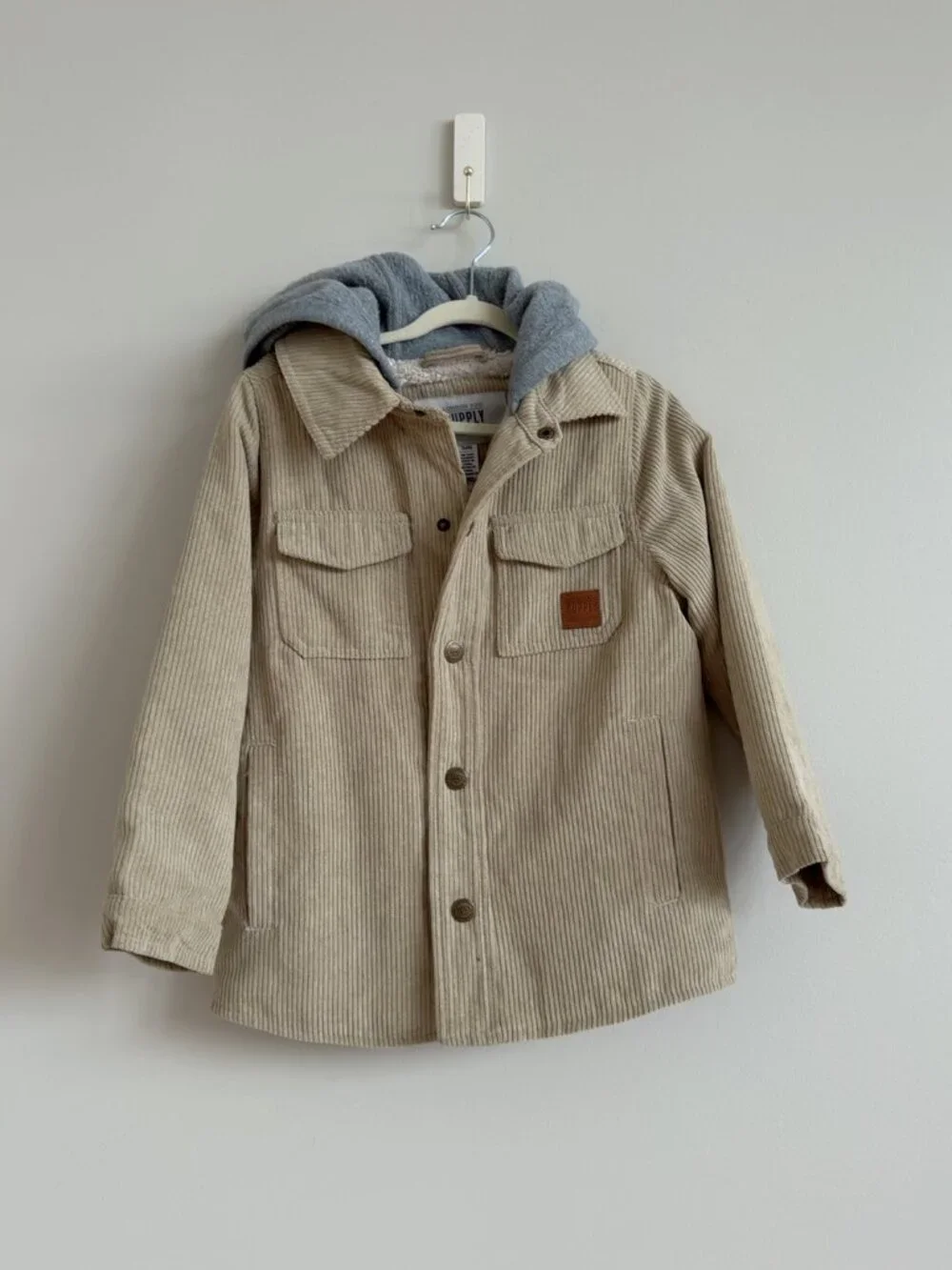 London Fog Supply Kids Sherpa Lined Corduroy Hooded Jacket Size 5/6 NWOT